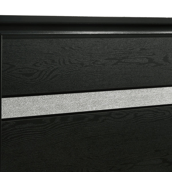 English Elm Annie Black 4-Piece Full Bedroom Set With Glamorous Crystal Accents And Ample Storage Solutions B062S01351