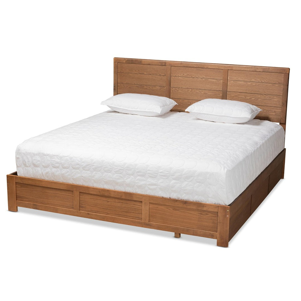 Baxton Studio Baxton Studio Lisa Modern King Size Platform Storage Bed with 3 Drawers & Adjustable Headboard Lisa-Ash Walnut-King