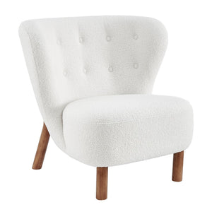 EuroStyle Beatrice Lounge Chair in White Fabric with Walnut Stained Wood Legs