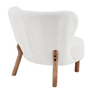 EuroStyle Beatrice Lounge Chair in White Fabric with Walnut Stained Wood Legs