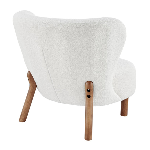 EuroStyle Beatrice Lounge Chair in White Fabric with Walnut Stained Wood Legs