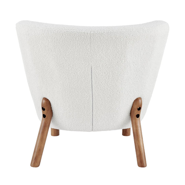 EuroStyle Beatrice Lounge Chair in White Fabric with Walnut Stained Wood Legs