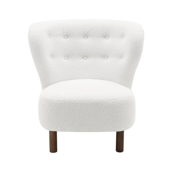 EuroStyle Beatrice Mid-Century Lounge Chair Plush Foam Seat Solid Wood Walnut Legs Living Room 94270-WHT