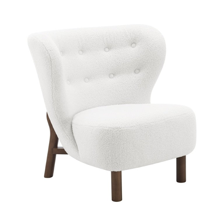EuroStyle Beatrice Mid-Century Lounge Chair Plush Foam Seat Solid Wood Walnut Legs Living Room 94270-WHT