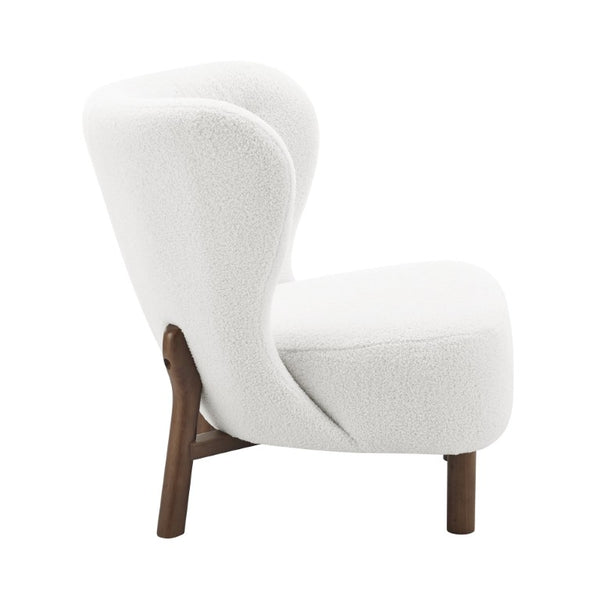 EuroStyle Beatrice Mid-Century Lounge Chair Plush Foam Seat Solid Wood Walnut Legs Living Room 94270-WHT