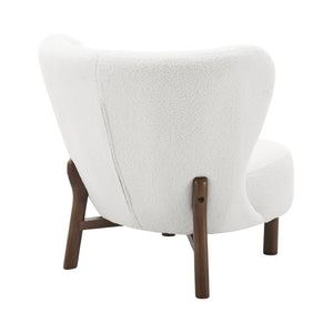EuroStyle Beatrice Mid-Century Lounge Chair Plush Foam Seat Solid Wood Walnut Legs Living Room 94270-WHT