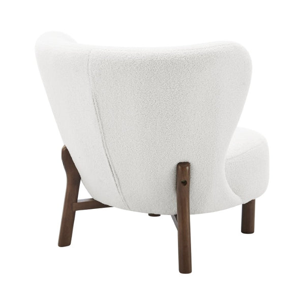 EuroStyle Beatrice Mid-Century Lounge Chair Plush Foam Seat Solid Wood Walnut Legs Living Room 94270-WHT