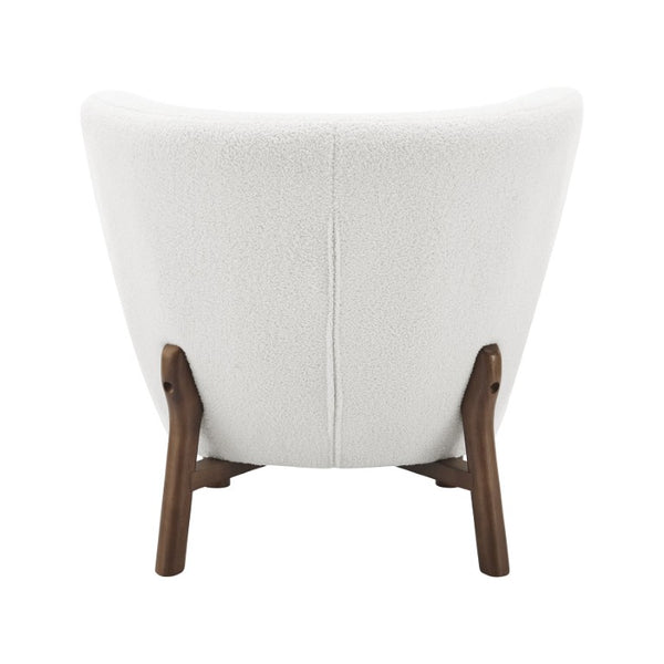 EuroStyle Beatrice Mid-Century Lounge Chair Plush Foam Seat Solid Wood Walnut Legs Living Room 94270-WHT