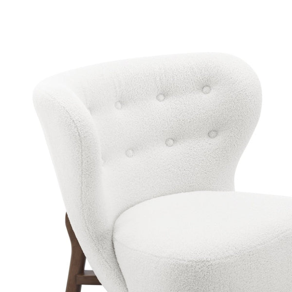 EuroStyle Beatrice Mid-Century Lounge Chair Plush Foam Seat Solid Wood Walnut Legs Living Room 94270-WHT