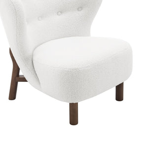 EuroStyle Beatrice Mid-Century Lounge Chair Plush Foam Seat Solid Wood Walnut Legs Living Room 94270-WHT