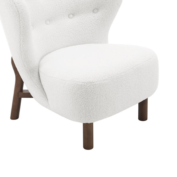 EuroStyle Beatrice Mid-Century Lounge Chair Plush Foam Seat Solid Wood Walnut Legs Living Room 94270-WHT