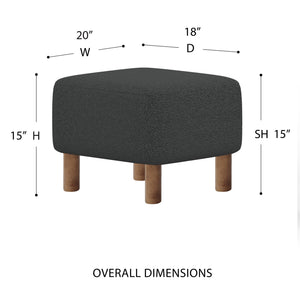 Beatrice Stylish Black Fabric Stool with Cushioned Top & Durable Walnut Wood Legs for Relaxation