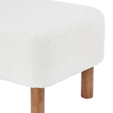 EuroStyle Beatrice Ottoman in White Fabric with Walnut Stained Wood Legs