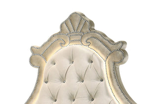 English Elm Lucienne Velvet Queen Bed with LED Headboard, Diamond-Tufted Design, Nailhead Trim Elegance Beige 88 L x 13 W x 5 H B2726S00131
