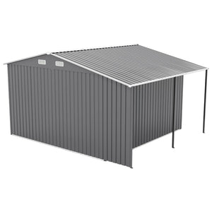 English Elm 10x12 Ft Galvanized Steel Outdoor Shed Dual Zone Lockable Sliding Doors Backyard Storage Dark Gray W1598S00034
