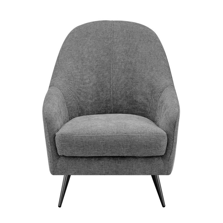 EuroStyle Selene Sculpted Lounge Chair Upholstered Fabric with Industrial Chrome Steel Legs Gray 94274-GRY