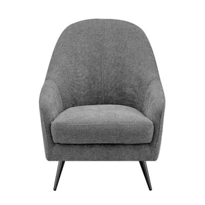 EuroStyle Selene Sculpted Lounge Chair Upholstered Fabric with Industrial Chrome Steel Legs Gray 94274-GRY