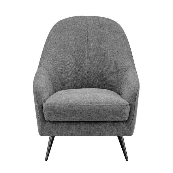 EuroStyle Selene Sculpted Lounge Chair Upholstered Fabric with Industrial Chrome Steel Legs Gray 94274-GRY