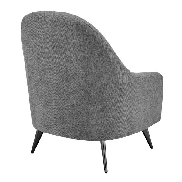 EuroStyle Selene Sculpted Lounge Chair Upholstered Fabric with Industrial Chrome Steel Legs Gray 94274-GRY