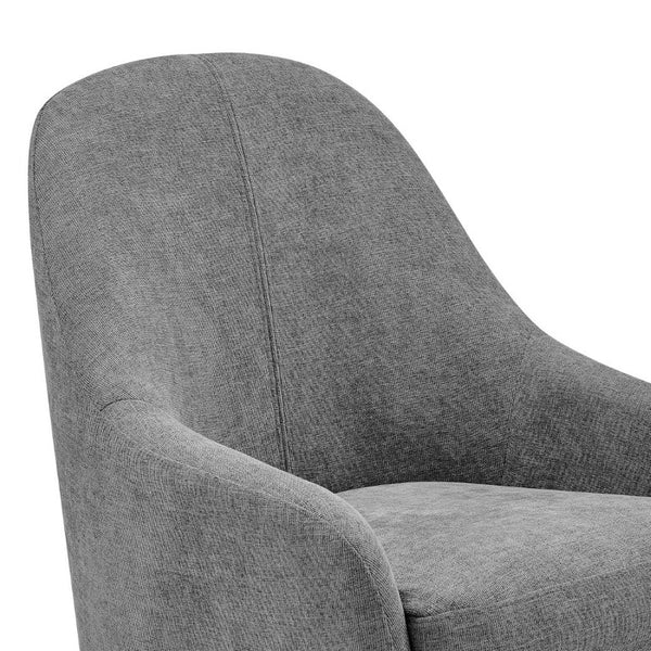 EuroStyle Selene Sculpted Lounge Chair Upholstered Fabric with Industrial Chrome Steel Legs Gray 94274-GRY