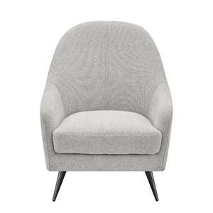 EuroStyle Selene Sculpted Lounge Chair Upholstered Fabric with Industrial Chrome Steel Legs Taupe 94274-TPE