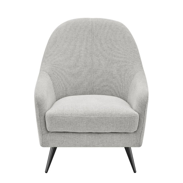 EuroStyle Selene Sculpted Lounge Chair Upholstered Fabric with Industrial Chrome Steel Legs Taupe 94274-TPE