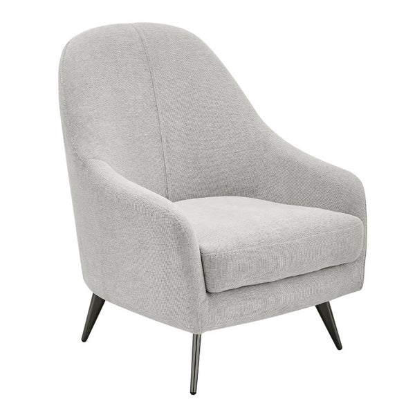 EuroStyle Selene Sculpted Lounge Chair Upholstered Fabric with Industrial Chrome Steel Legs Taupe 94274-TPE