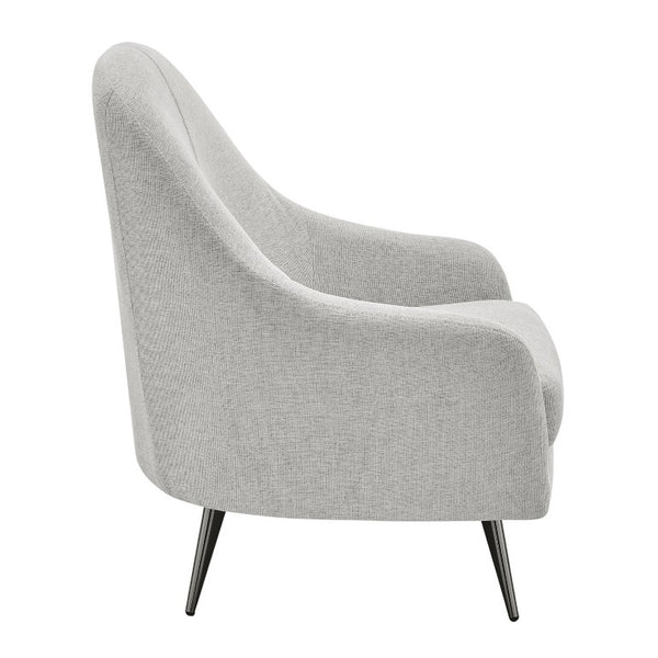 EuroStyle Selene Sculpted Lounge Chair Upholstered Fabric with Industrial Chrome Steel Legs Taupe 94274-TPE