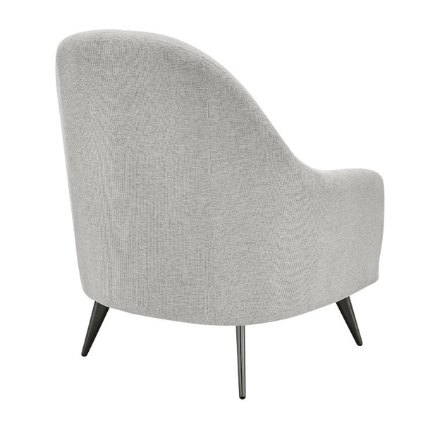 EuroStyle Selene Sculpted Lounge Chair Upholstered Fabric with Industrial Chrome Steel Legs Taupe 94274-TPE