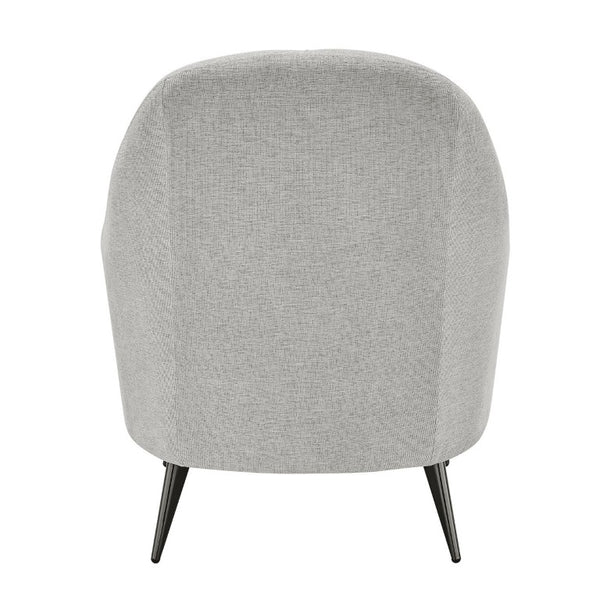 EuroStyle Selene Sculpted Lounge Chair Upholstered Fabric with Industrial Chrome Steel Legs Taupe 94274-TPE