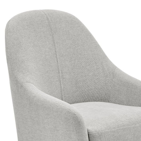 EuroStyle Selene Sculpted Lounge Chair Upholstered Fabric with Industrial Chrome Steel Legs Taupe 94274-TPE