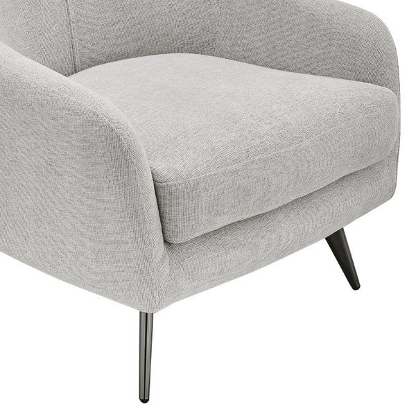 EuroStyle Selene Sculpted Lounge Chair Upholstered Fabric with Industrial Chrome Steel Legs Taupe 94274-TPE
