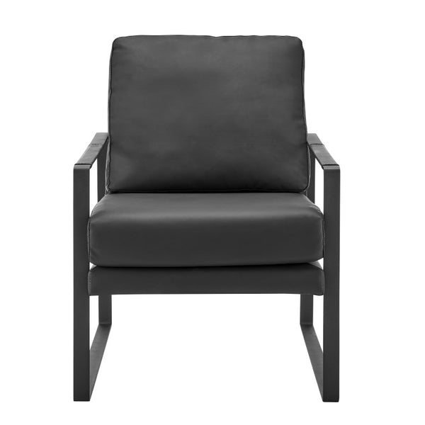 EuroStyle Bettina PU Leatherette Lounge Chair with Powder Coated Steel Frame for Office Black/Matte Black 94276-BLK