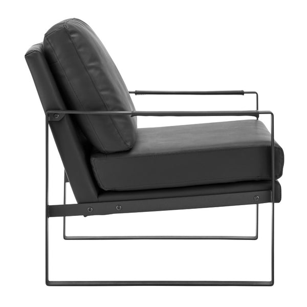 EuroStyle Bettina PU Leatherette Lounge Chair with Powder Coated Steel Frame for Office Black/Matte Black 94276-BLK