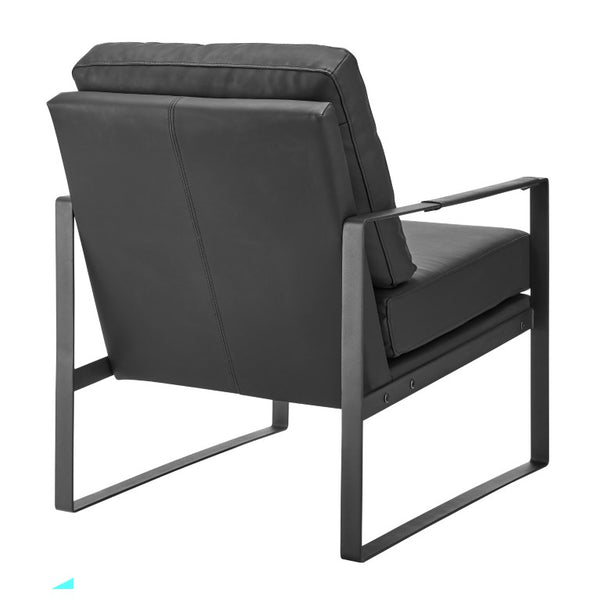 EuroStyle Bettina PU Leatherette Lounge Chair with Powder Coated Steel Frame for Office Black/Matte Black 94276-BLK