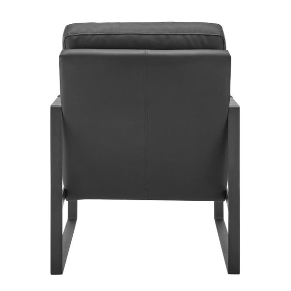 EuroStyle Bettina PU Leatherette Lounge Chair with Powder Coated Steel Frame for Office Black/Matte Black 94276-BLK