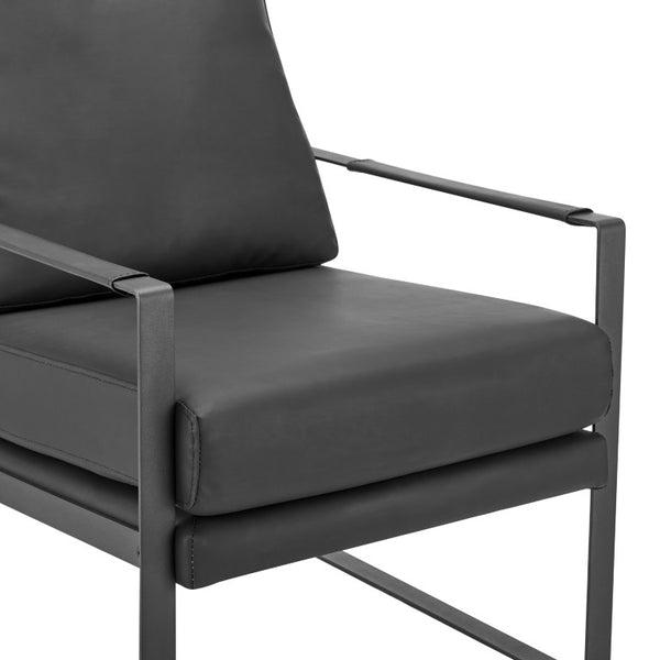 EuroStyle Bettina PU Leatherette Lounge Chair with Powder Coated Steel Frame for Office Black/Matte Black 94276-BLK
