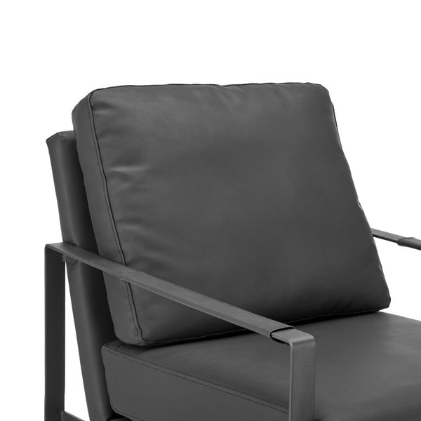 EuroStyle Bettina PU Leatherette Lounge Chair with Powder Coated Steel Frame for Office Black/Matte Black 94276-BLK