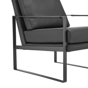 EuroStyle Bettina PU Leatherette Lounge Chair with Powder Coated Steel Frame for Office Black/Matte Black 94276-BLK