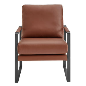 Bettina Lounge Chair in Brown Leatherette with Matte Black Frame 94276-BRN EuroStyle