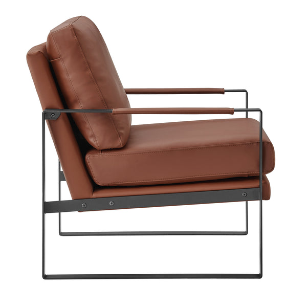 Bettina Lounge Chair in Brown Leatherette with Matte Black Frame 94276-BRN EuroStyle