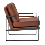 Bettina Lounge Chair in Brown Leatherette with Matte Black Frame 94276-BRN EuroStyle