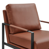 Bettina Lounge Chair in Brown Leatherette with Matte Black Frame 94276-BRN EuroStyle