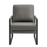 Bettina Lounge Chair in Dark Gray Leatherette with Matte Black Frame 94276-DKGRY EuroStyle