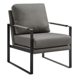 Bettina Lounge Chair in Dark Gray Leatherette with Matte Black Frame 94276-DKGRY EuroStyle