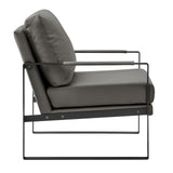 Bettina Lounge Chair in Dark Gray Leatherette with Matte Black Frame 94276-DKGRY EuroStyle