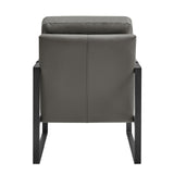 Bettina Lounge Chair in Dark Gray Leatherette with Matte Black Frame 94276-DKGRY EuroStyle