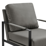 Bettina Lounge Chair in Dark Gray Leatherette with Matte Black Frame 94276-DKGRY EuroStyle