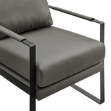 Bettina Lounge Chair in Dark Gray Leatherette with Matte Black Frame 94276-DKGRY EuroStyle