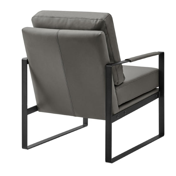 EuroStyle Bettina PU Leatherette Lounge Chair with Powder Coated Steel Frame for Office Dark Gray/Matte Black 94276-DKGRY